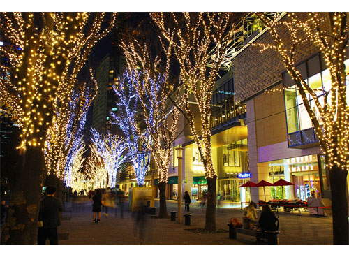 14年 みなとみらいエリアのクリスマスイルミネーション トイ ストーリー のクリスマスツリー バッグ カバンのカワノジャパン Kawano Japan
